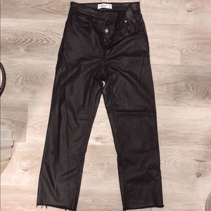 Ultra High Rise Straight Ankle Leather Pants